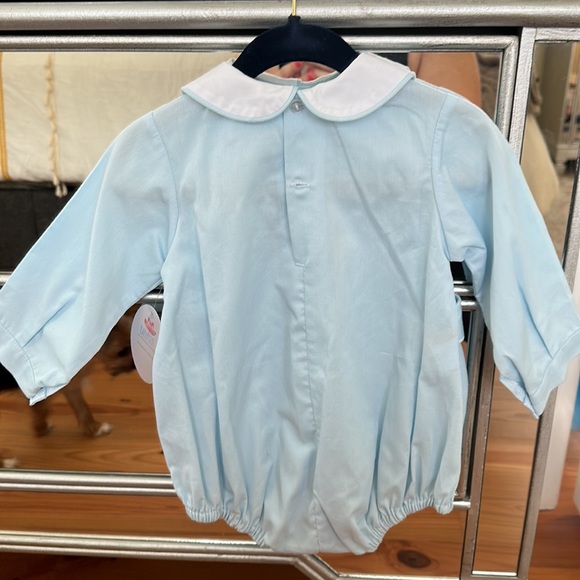 NWT Remember Nguyen Baby boy blue 9M embroidered train bubble - Picture 4 of 5